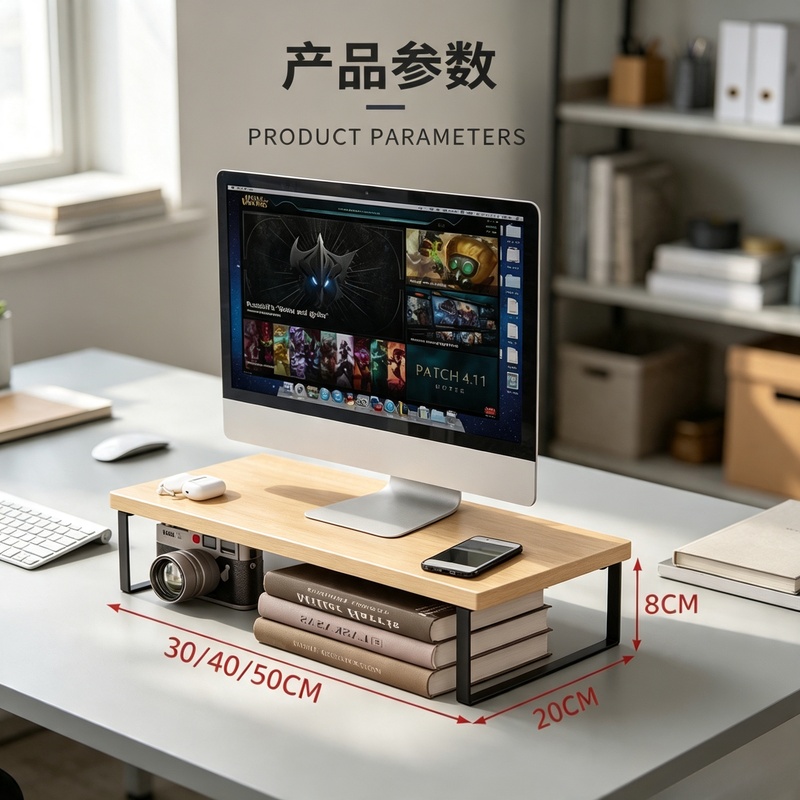 Document Holder Monitor - Verhoogde monitorstandaard voor desktop, computeropbergorganizer voor