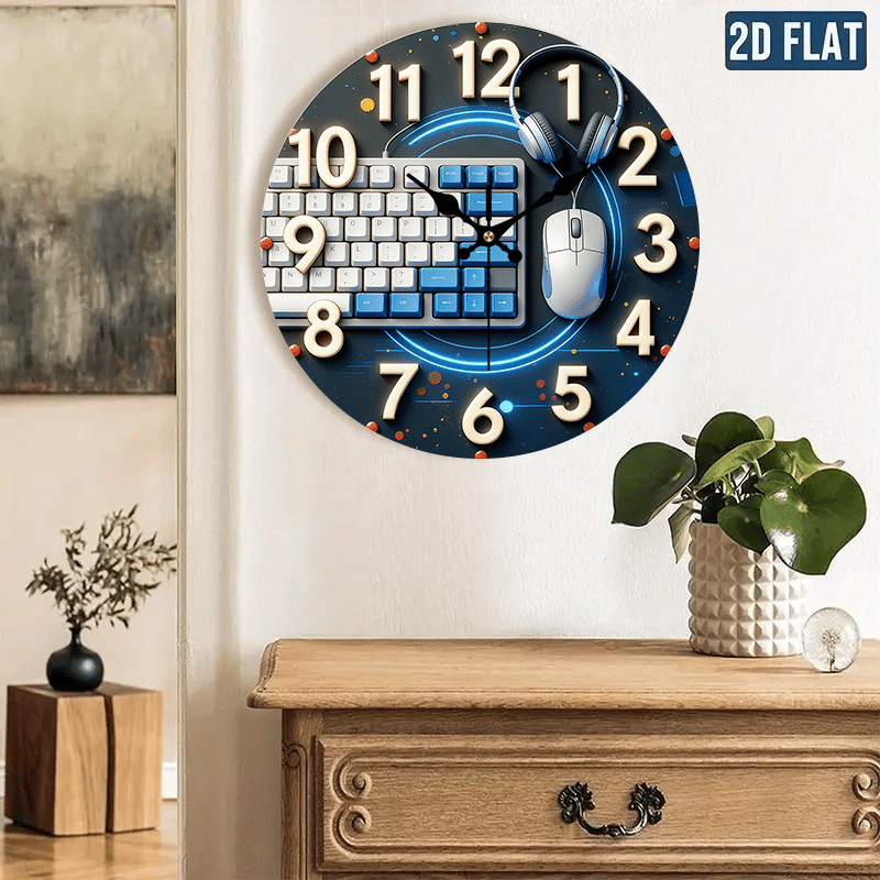 Tech Office Wall - 2D plat, 1 stuk, houten wandklok