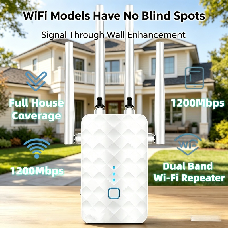 Wifi Range Extender - 1200Mbps WiFi Repeater Draadloze 2.4G/5GHz Dual