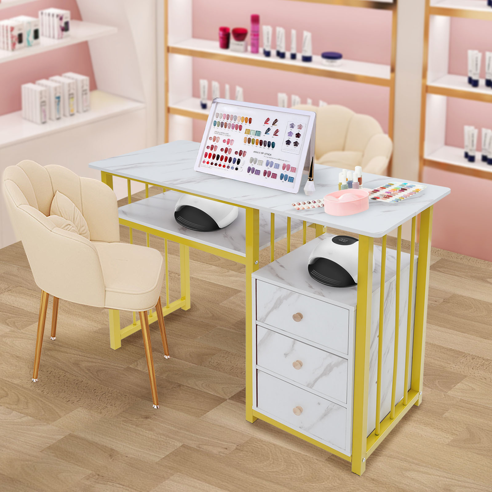 39,37×15,75×29,92 inch gouden  - Office Tech Furniture recensie en prijs