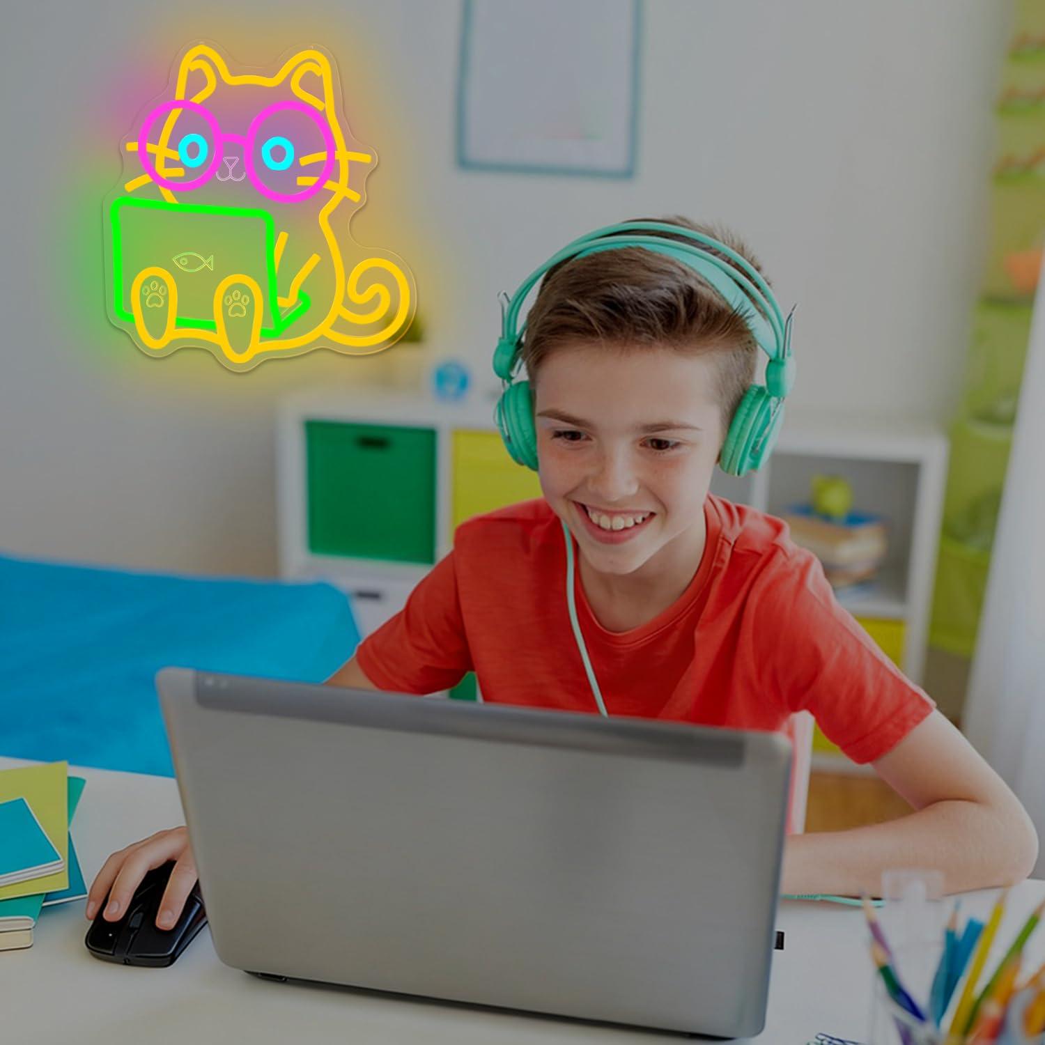 Cat Laptop Neon Sign USB Dimba - Tech Office Wall recensie en prijs
